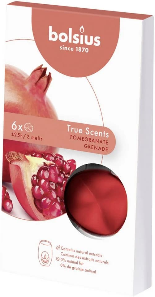 Bolsius Aromatic Wax Melts Granatapfel 6er Pack Rot Duftkerzen