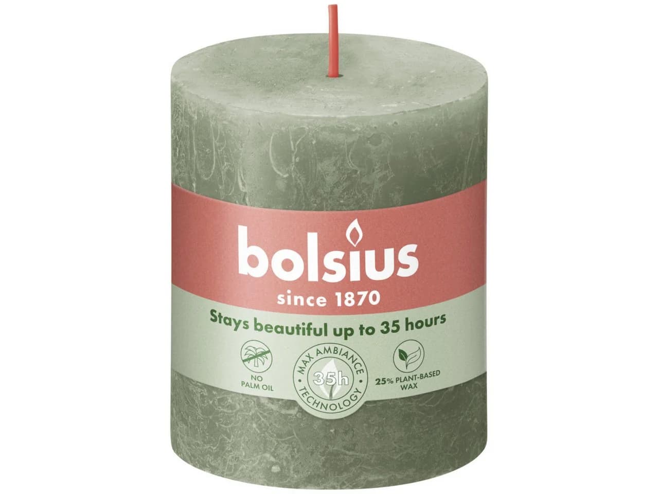 Bolsius Rustik Stumpenkerze Olivengrün