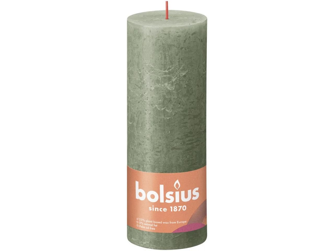Bolsius Stumpenkerze Rustik Olivengrün 19 cm