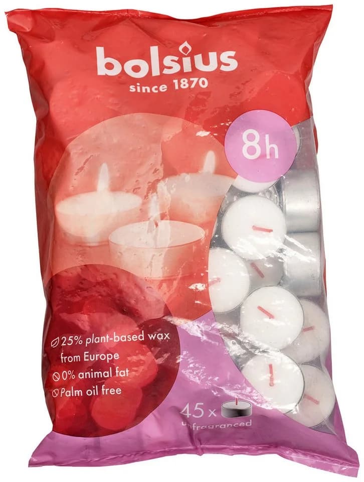 Bolsius Teelichter 45er Beutel Weiß