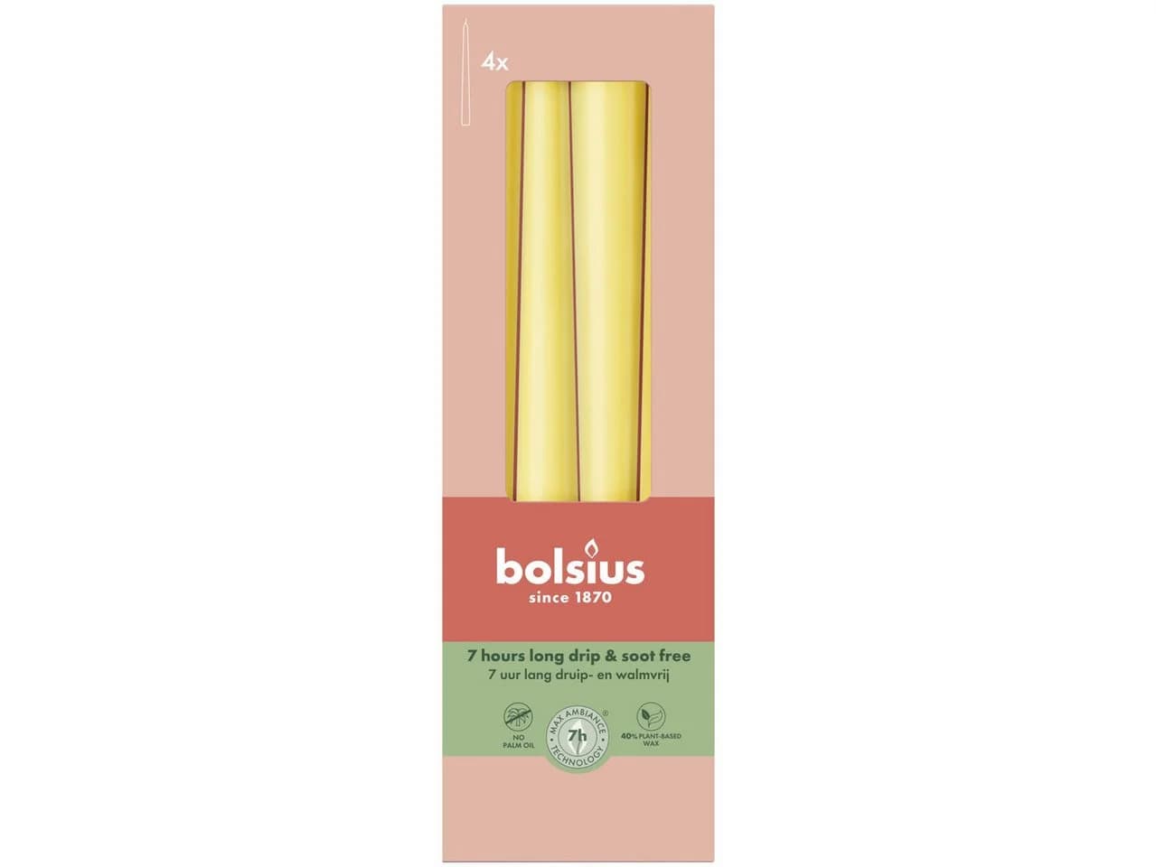 Bolsius Spitzkerze Sonnen-gelb 4 Stück