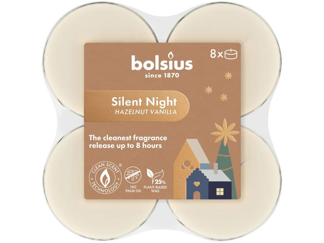 Bolsius Duftkerze Duftteelichter XL 8er Pack Creme