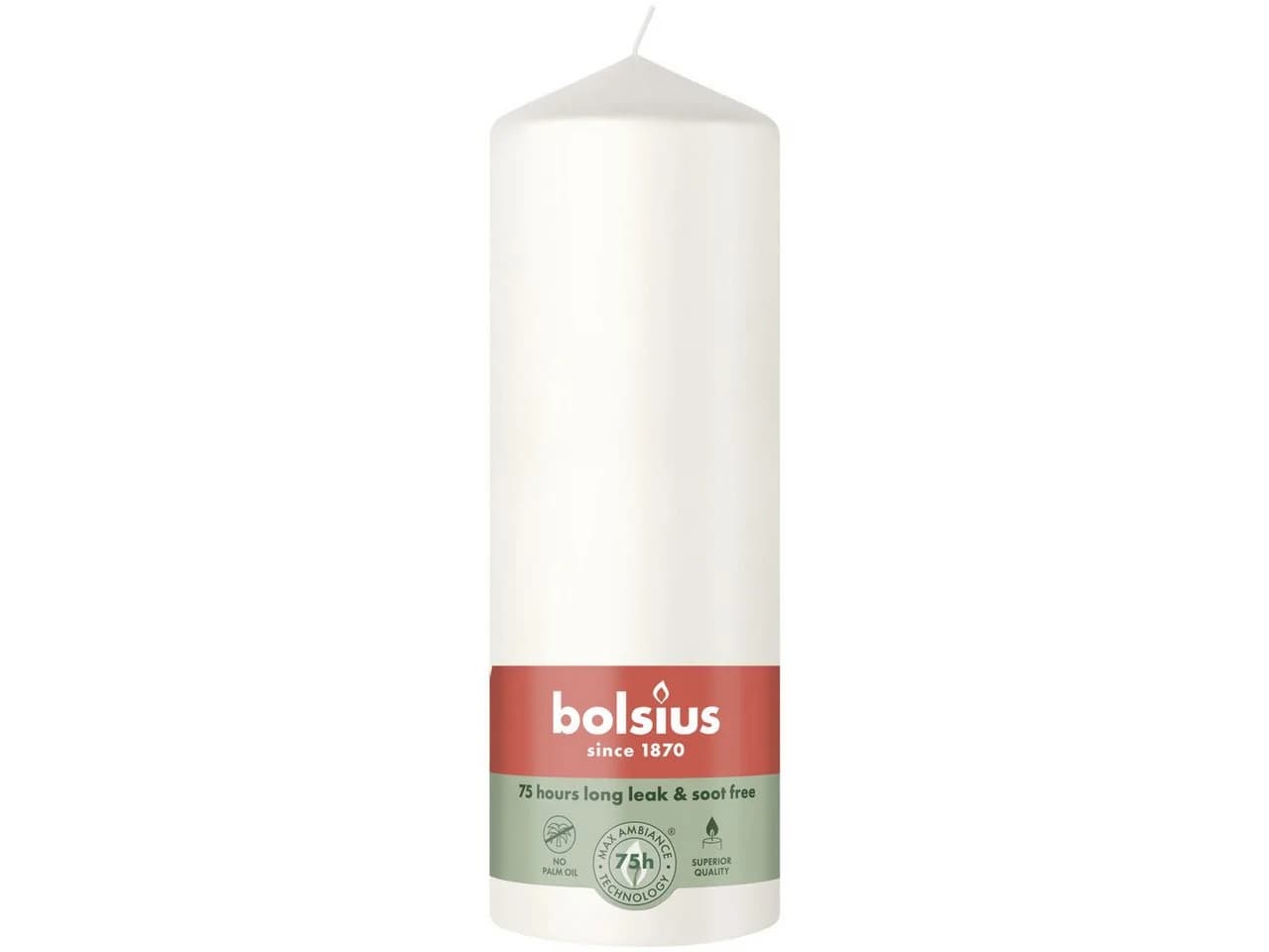Bolsius Stumpenkerze Weiß 20 cm Ø 6,8 cm