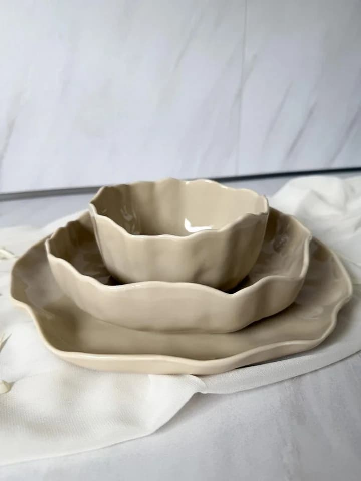 EmirtexHome Geschirr-Set Angles Beige 27-tlg. für 6 Personen