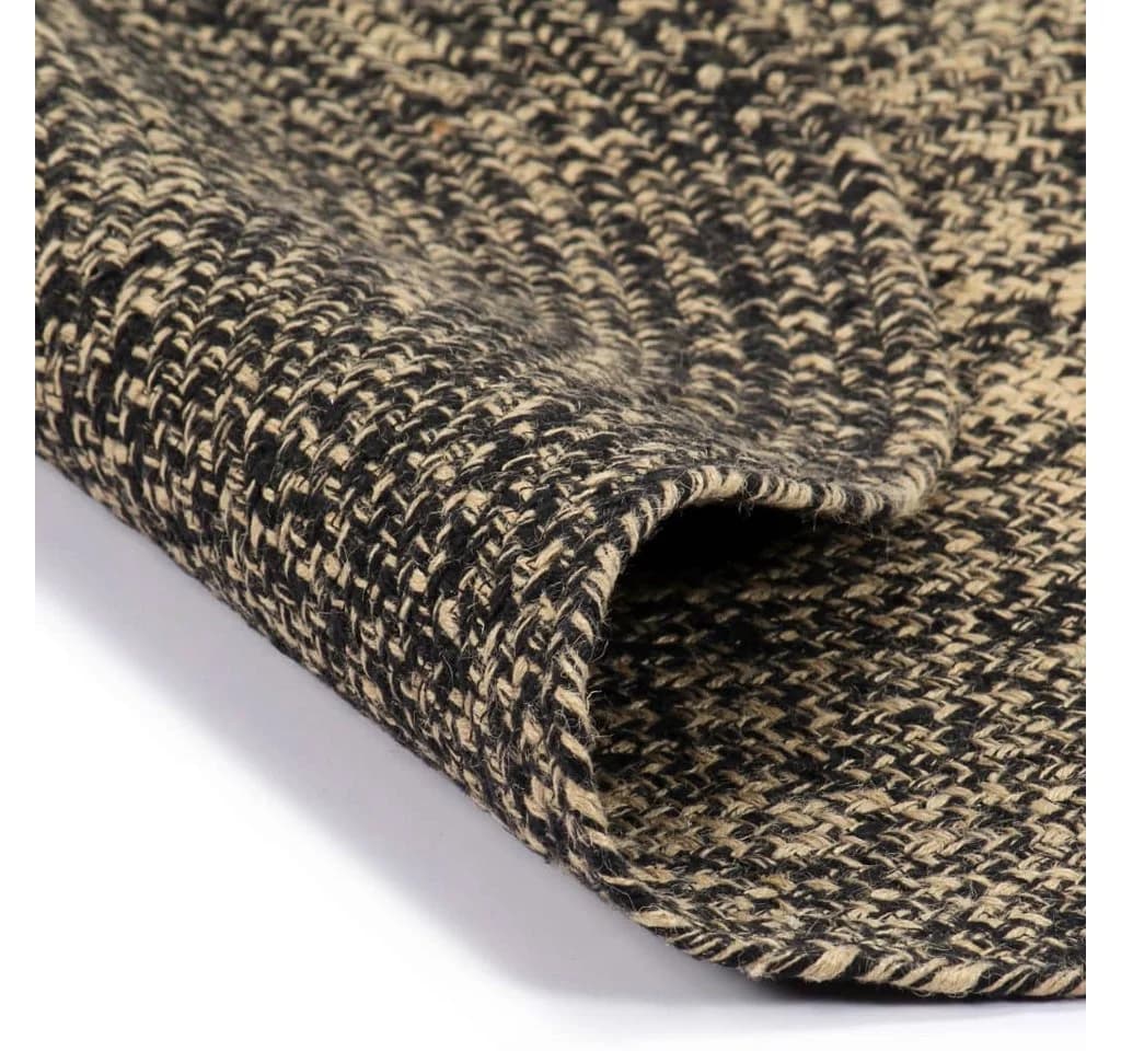 vidaXL Teppich Handgefertigt Jute Schwarz und Natur 120 cm Runde
