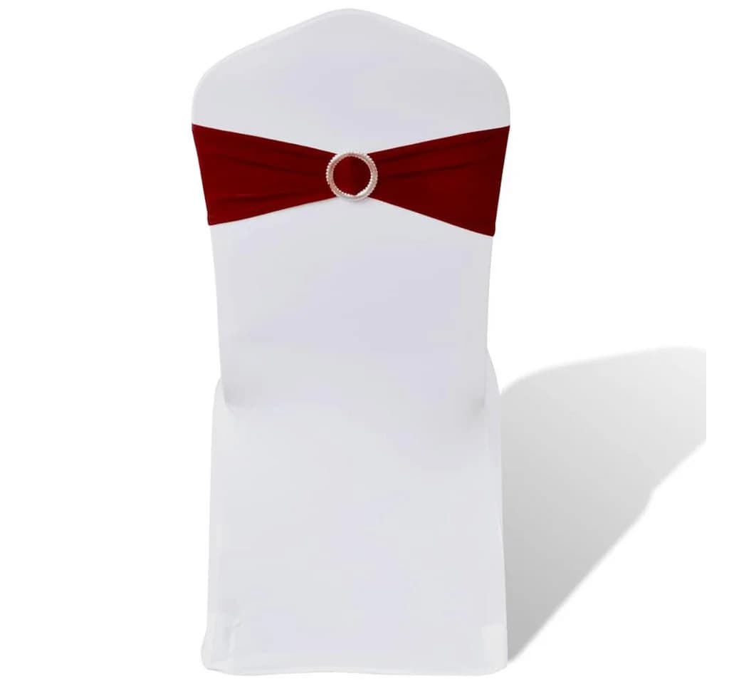vidaXL Stuhlschleifen-Set 25x Stretch Bordeaux Diamant-Schnalle