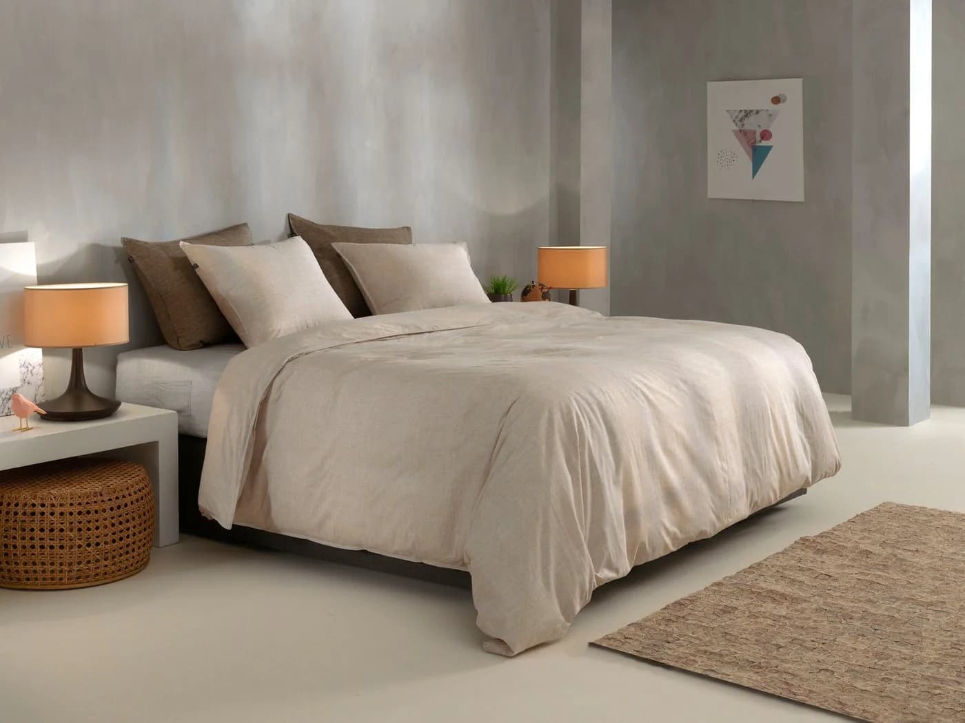 Bettwäsche ZO HOME Lino Sandy-Beige 100% Baumwolle
