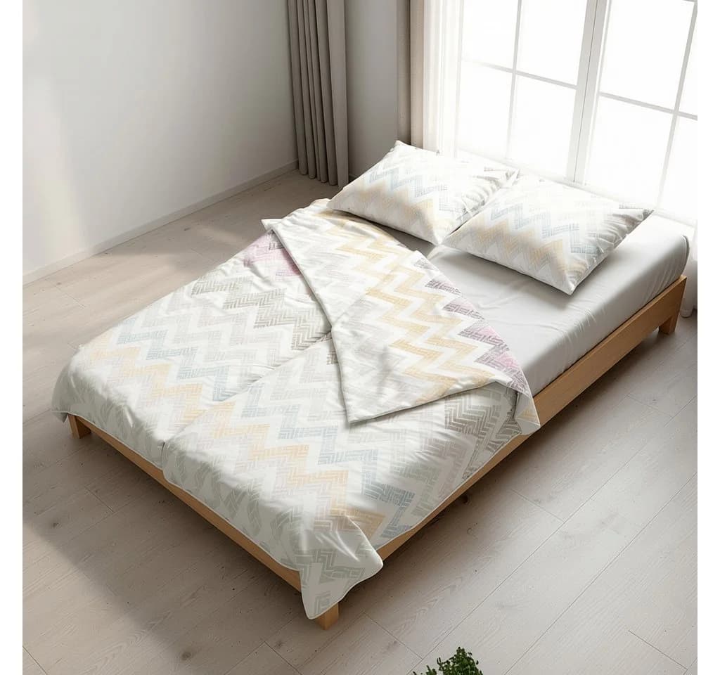 ZO HOME Renforcé Bettwäsche Set 2-tlg. ZickZack-Muster Pastellfarben
