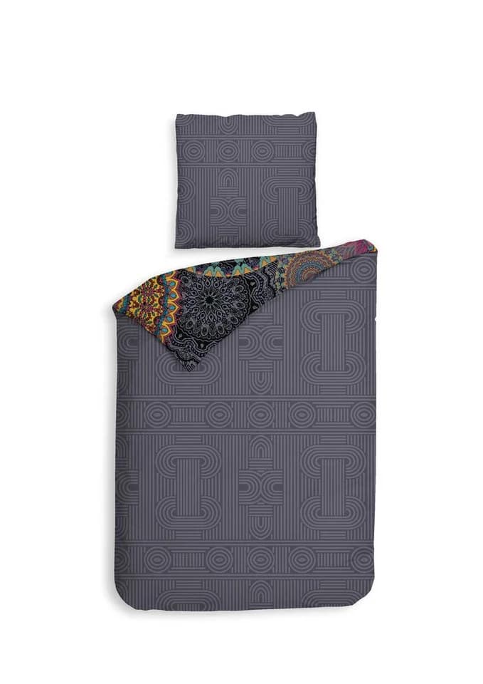 ZO HOME Bettwäsche Renforcé 2-teilig Bunte Mandalas Grau