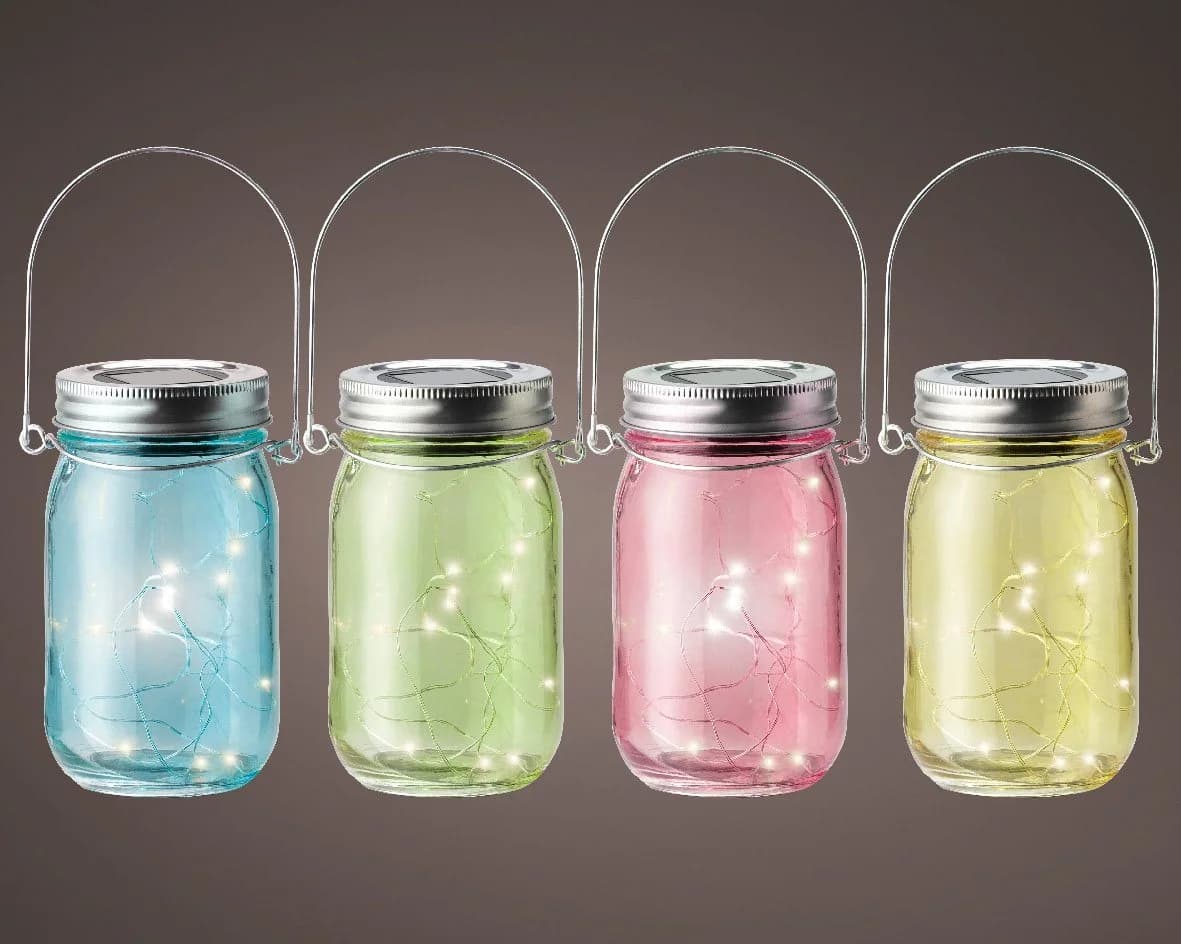 Lumineo Solar LED Gartenleuchte Glas 4 Farben 4 Stück