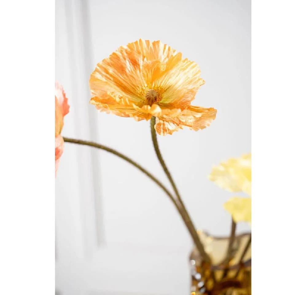 Silk-ka Künstliche Zimmerpflanze Mohn Orange 63cm