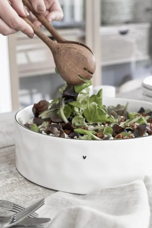 Bastion Collections Salatschale Weiß mit Herzdekor