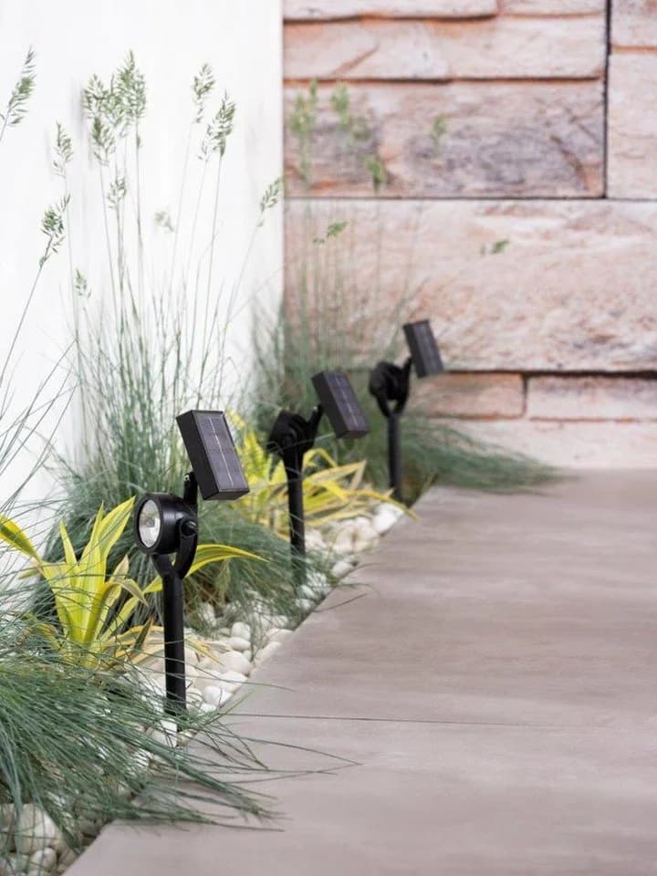 LUXFORM Solar-Erdspießleuchte Zamora 3er Set Schwarz LED Gartenstrahler