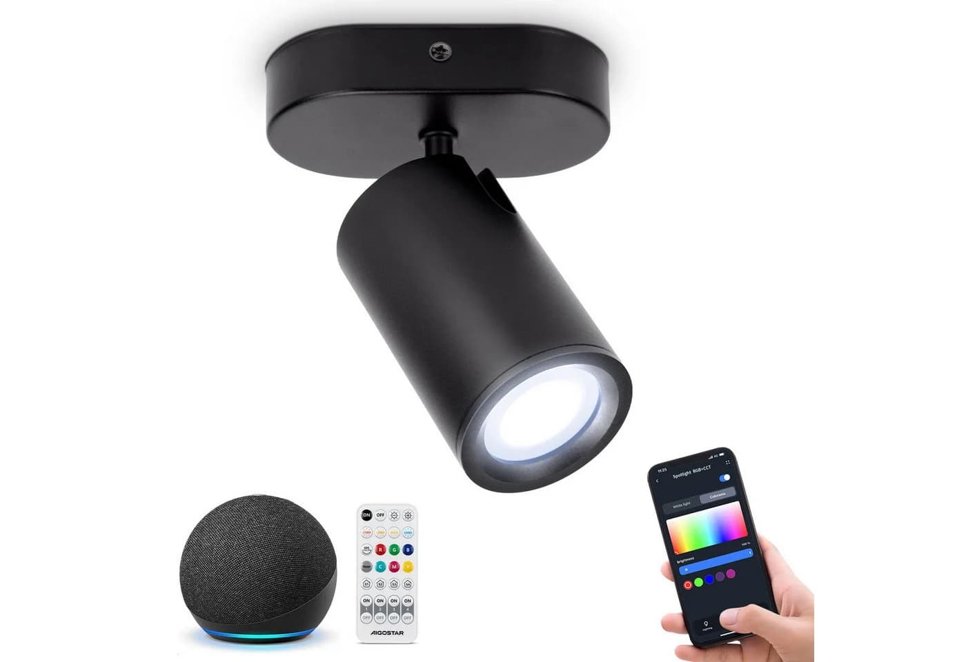 Aigostar LED Deckenleuchte Dimmbar Wandstrahler Alexa Fernbedienung