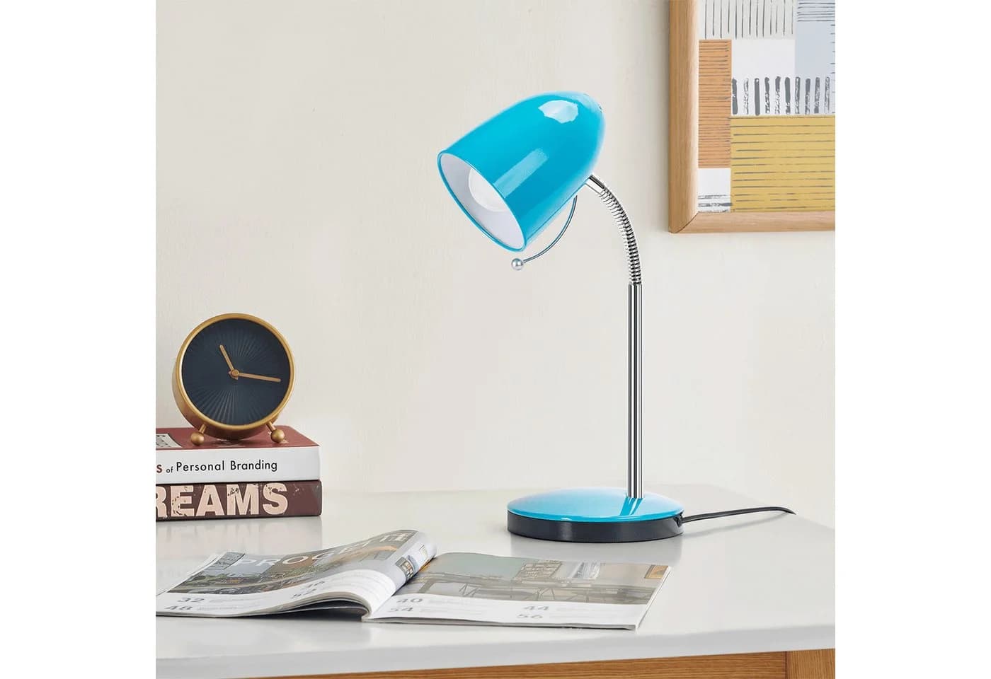 Aigostar Schreibtischlampe Retro Metall Blau Verstellbar E27