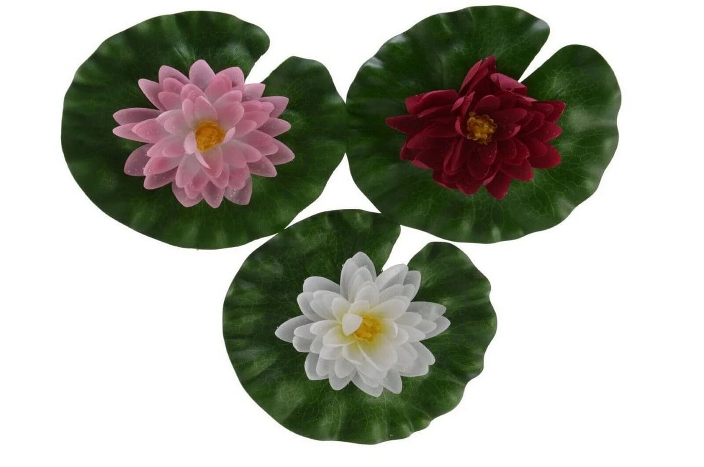 Kaemingk Kunstpflanze Lotusblüten 3er Set Rosa Rot Weiß