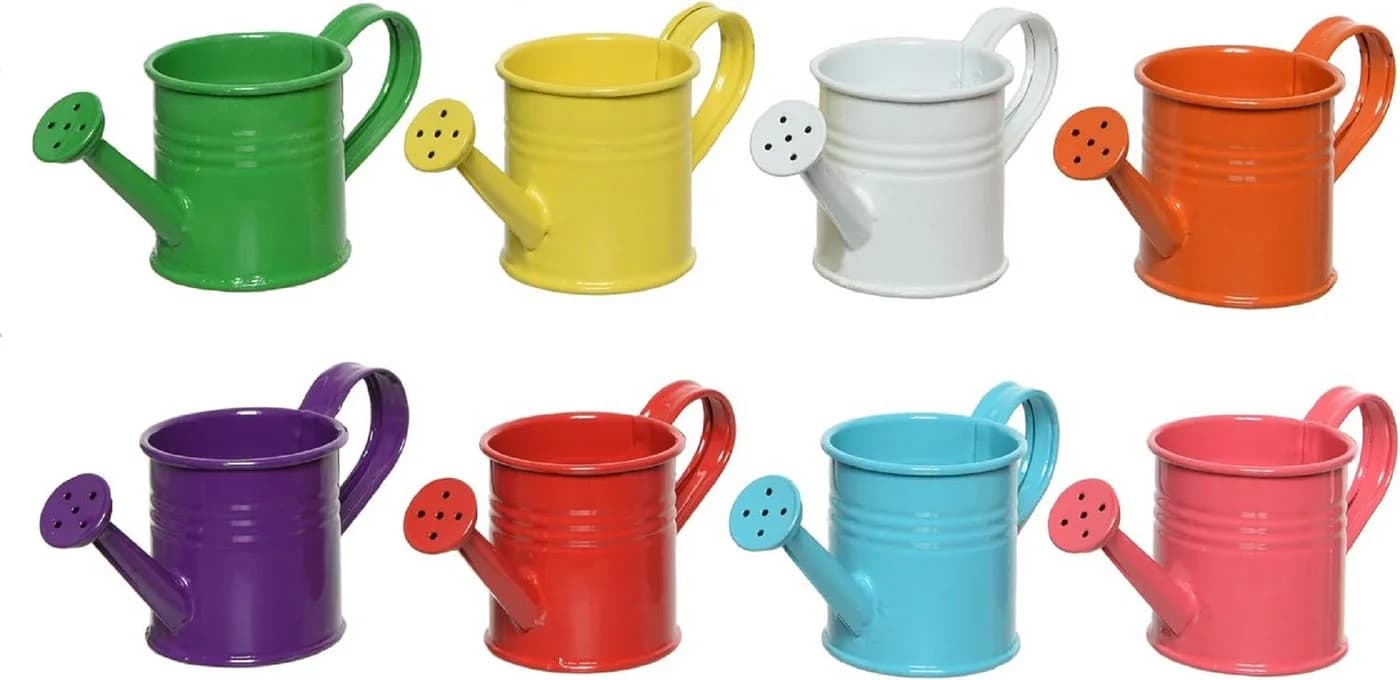 Decoris Mini Blumentopf Metall 8er Set Bunt