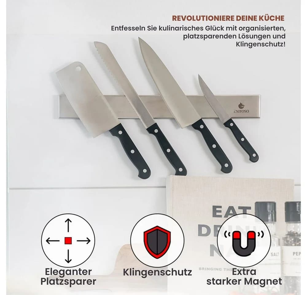 Exitoso Hängeaufbewahrung 40 Edelstahl Magnetleiste Silber