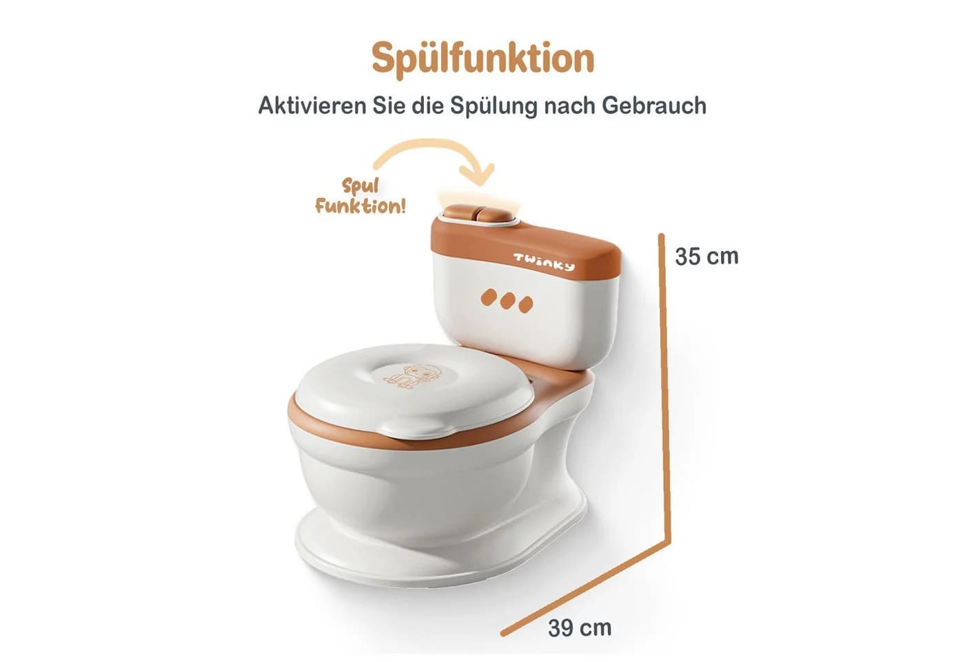 TWINKY Toilettentrainer 3-in-1 mit Flush-Sound und Deckel Weiß