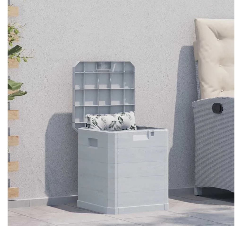 vidaXL Gartenbox 90L Hellgrau Kunststoff Holz-Optik