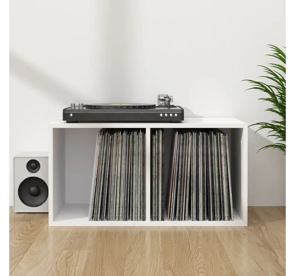 vidaXL Aufbewahrungsbox Schallplatten Weiß Holzwerkstoff