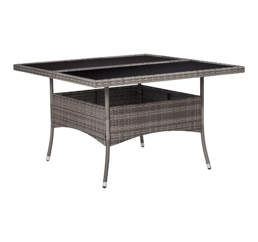 vidaXL Gartentisch Grau Poly Rattan und Glas