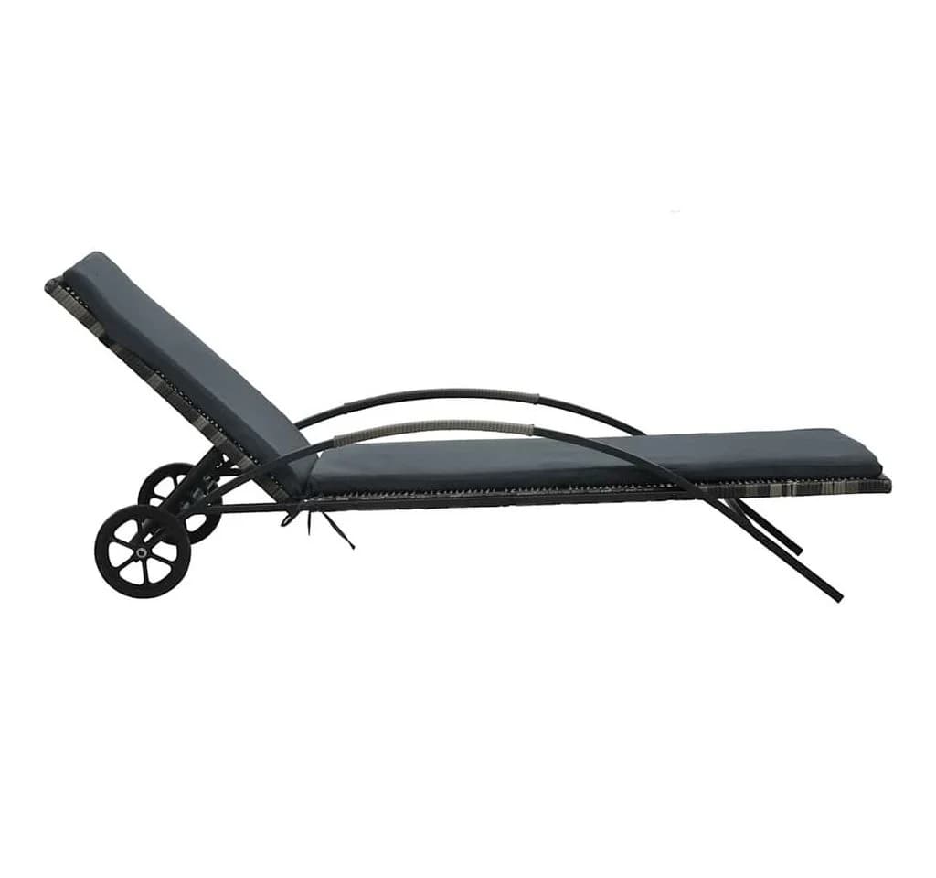 vidaXL Gartenliege mit Kissen und Rollen Poly Rattan Anthrazit