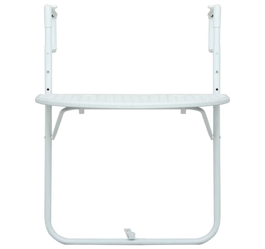 vidaXL Hängetisch Balkon Weiß Kunststoff Rattan-Optik Höhenverstellbar