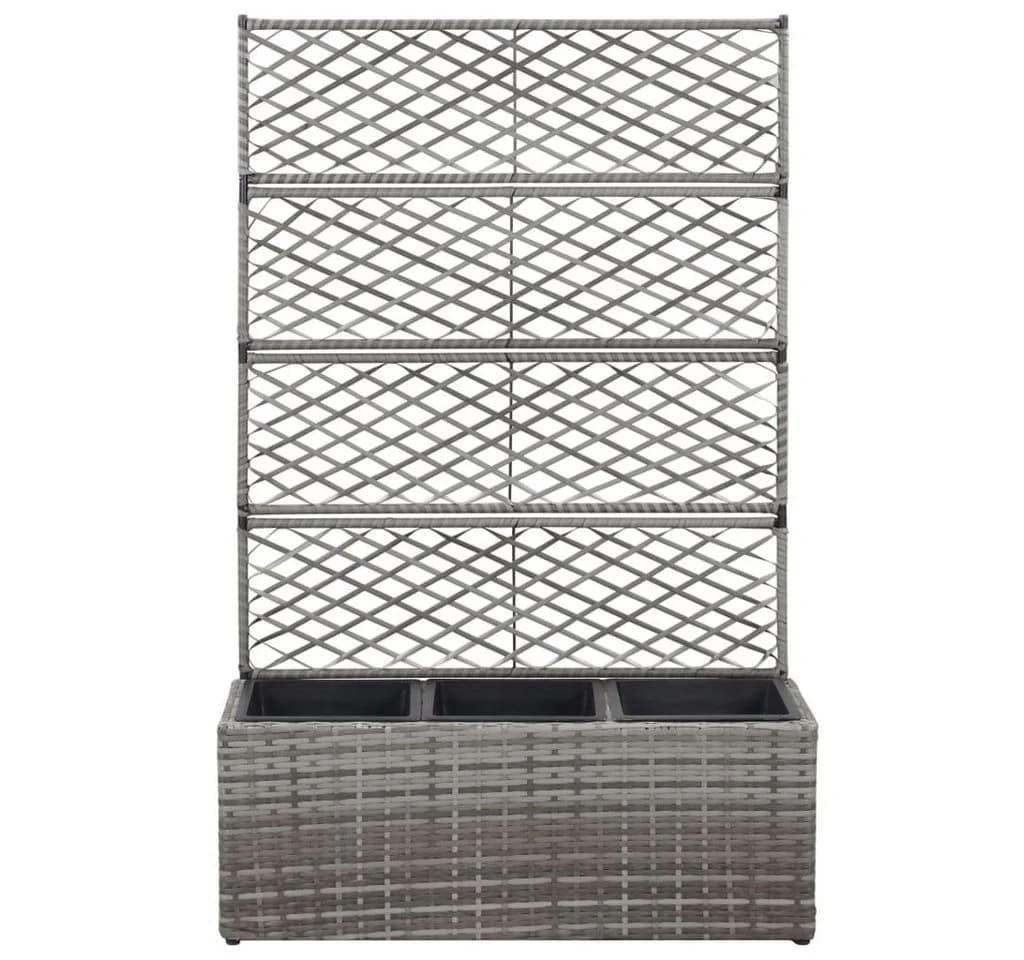vidaXL Hochbeet mit Rankgitter 3 Töpfe Poly Rattan