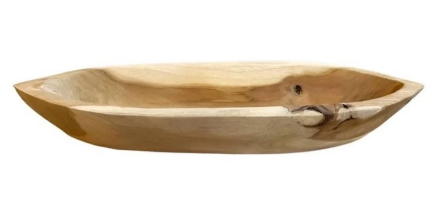 VARIOS Dekoschale Holz Naturfarben 43 cm