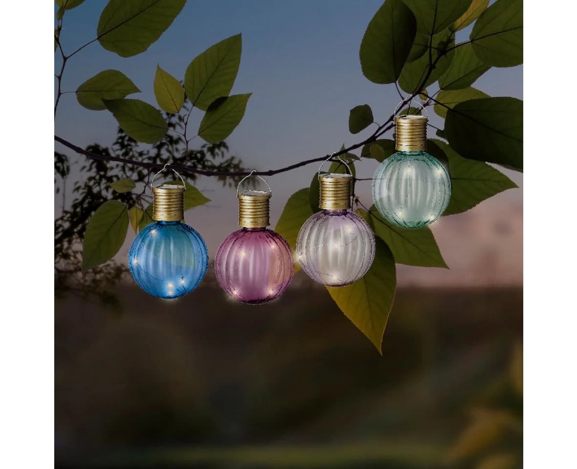 Lumineo LED Solarleuchte 4er Set - Bunte Gartenleuchten