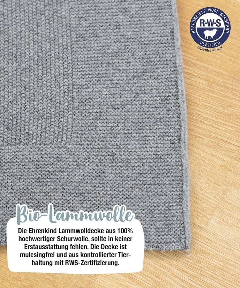 Ehrenkind Babydecke aus Bio-Lammwolle Natur atmungsaktiv