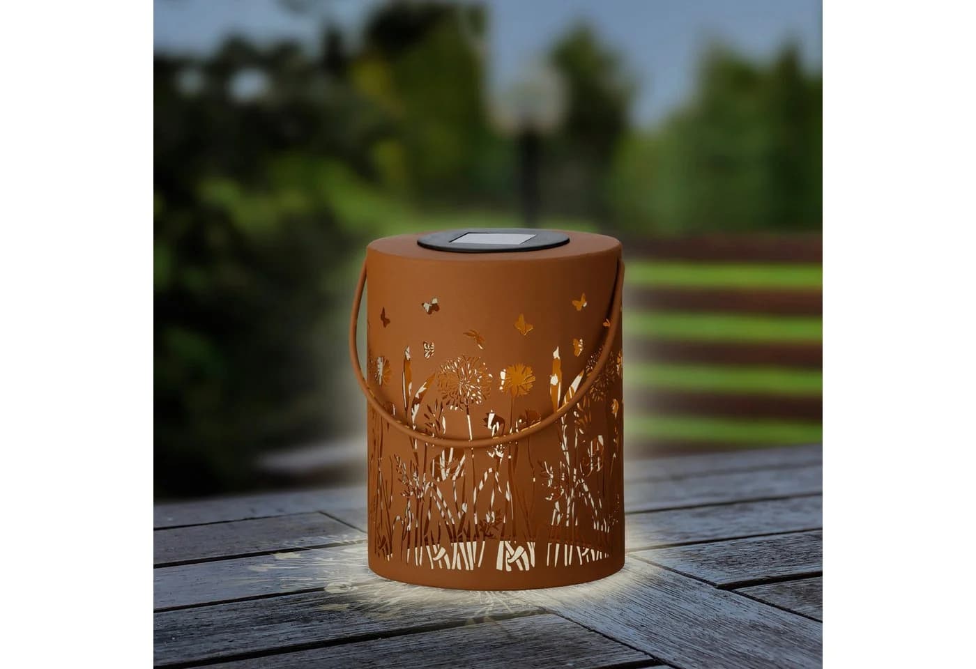 Lumineo LED Laterne Rostbraun 14x18cm
