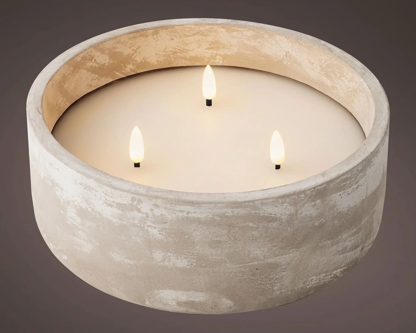 Lumineo LED-Kerze Dreiflammig Grau