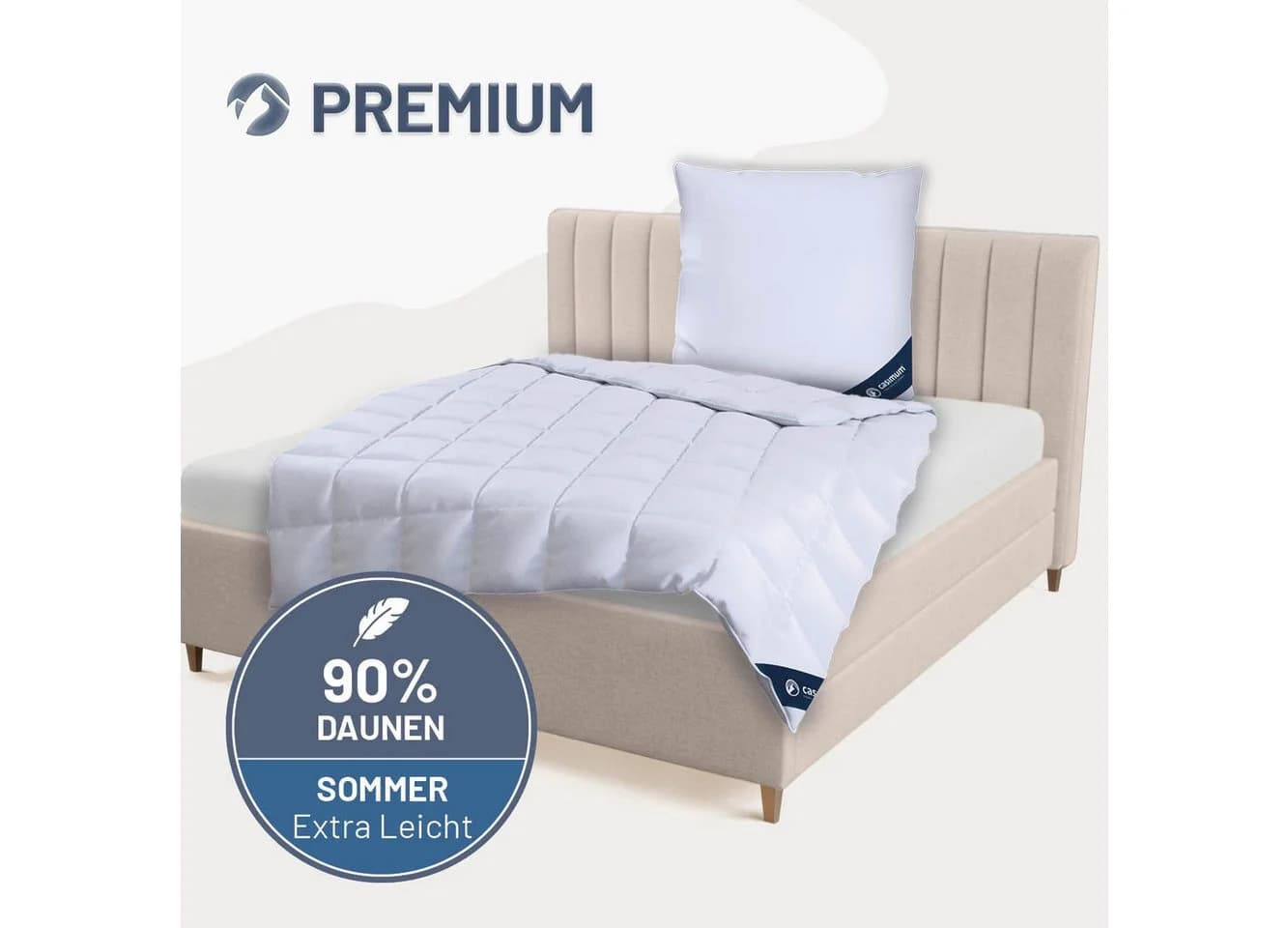 casimum Daunenbettdecke PREMIUM 90% Daunen 100% Baumwolle Weiss