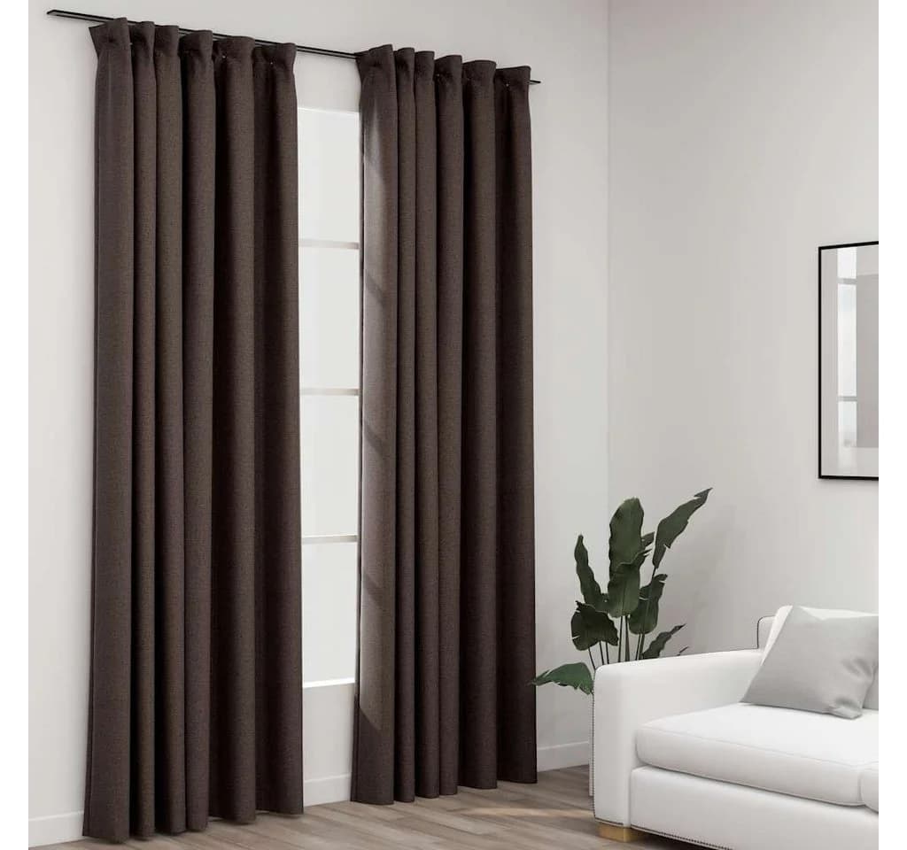 VidaXL Verdunkelungsvorhänge Leinenoptik 2 Stk. Taupe 140x245 cm