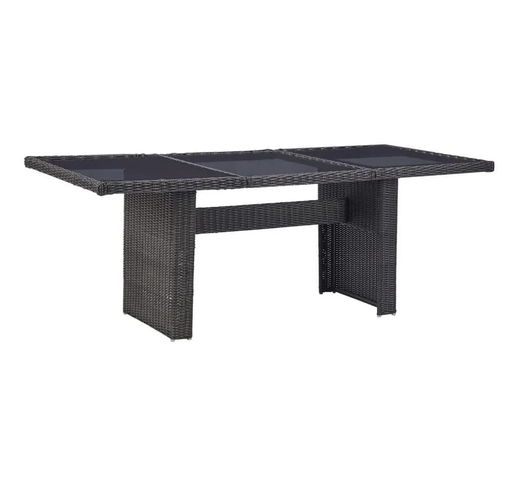 vidaXL Gartentisch Schwarz Glas Poly Rattan