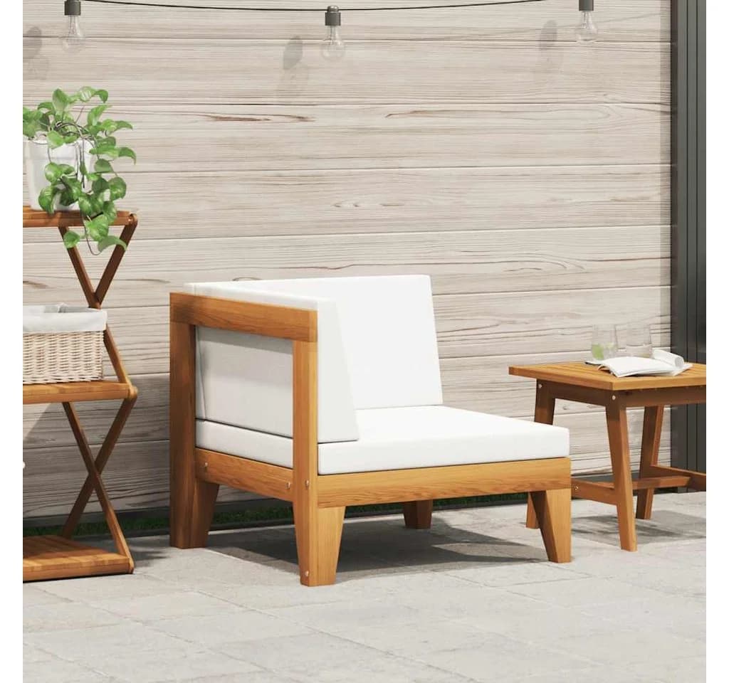 vidaXL Modular-Ecksofa mit Cremeweißen Kissen Massivholz