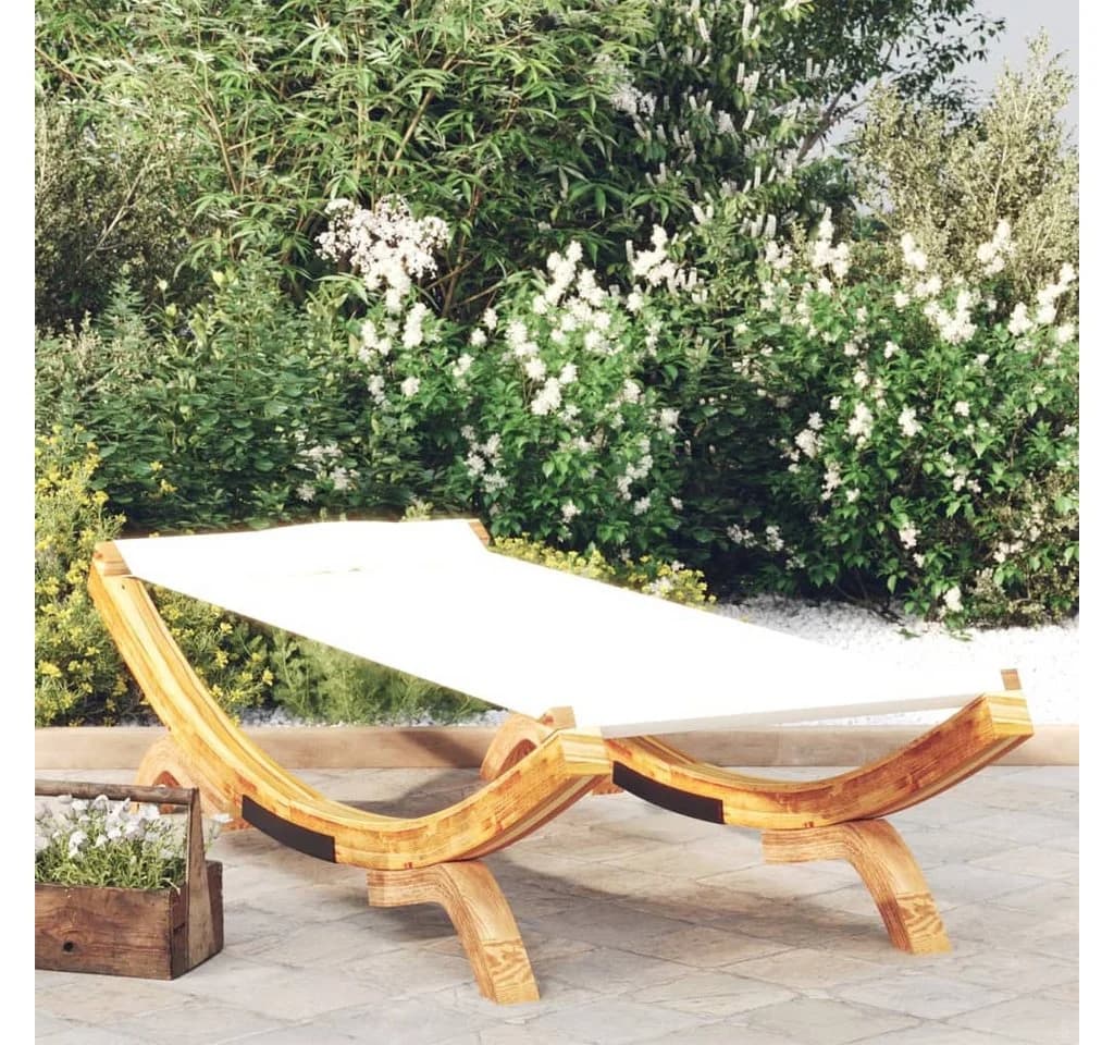 vidaXL Gartenliege Sonnenliege Bugholz Massiv Creme
