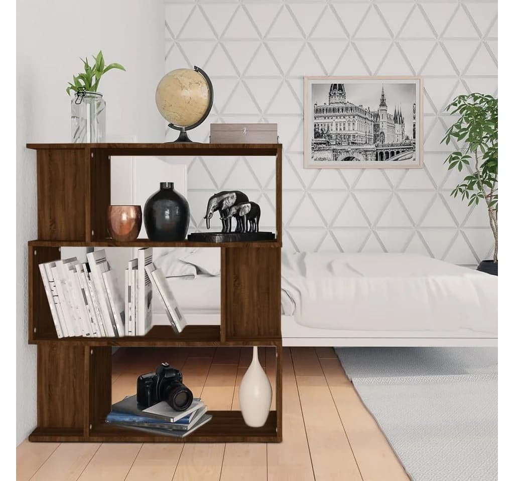 vidaXL Bücherregal Raumteiler Braun Eiche Holzwerkstoff