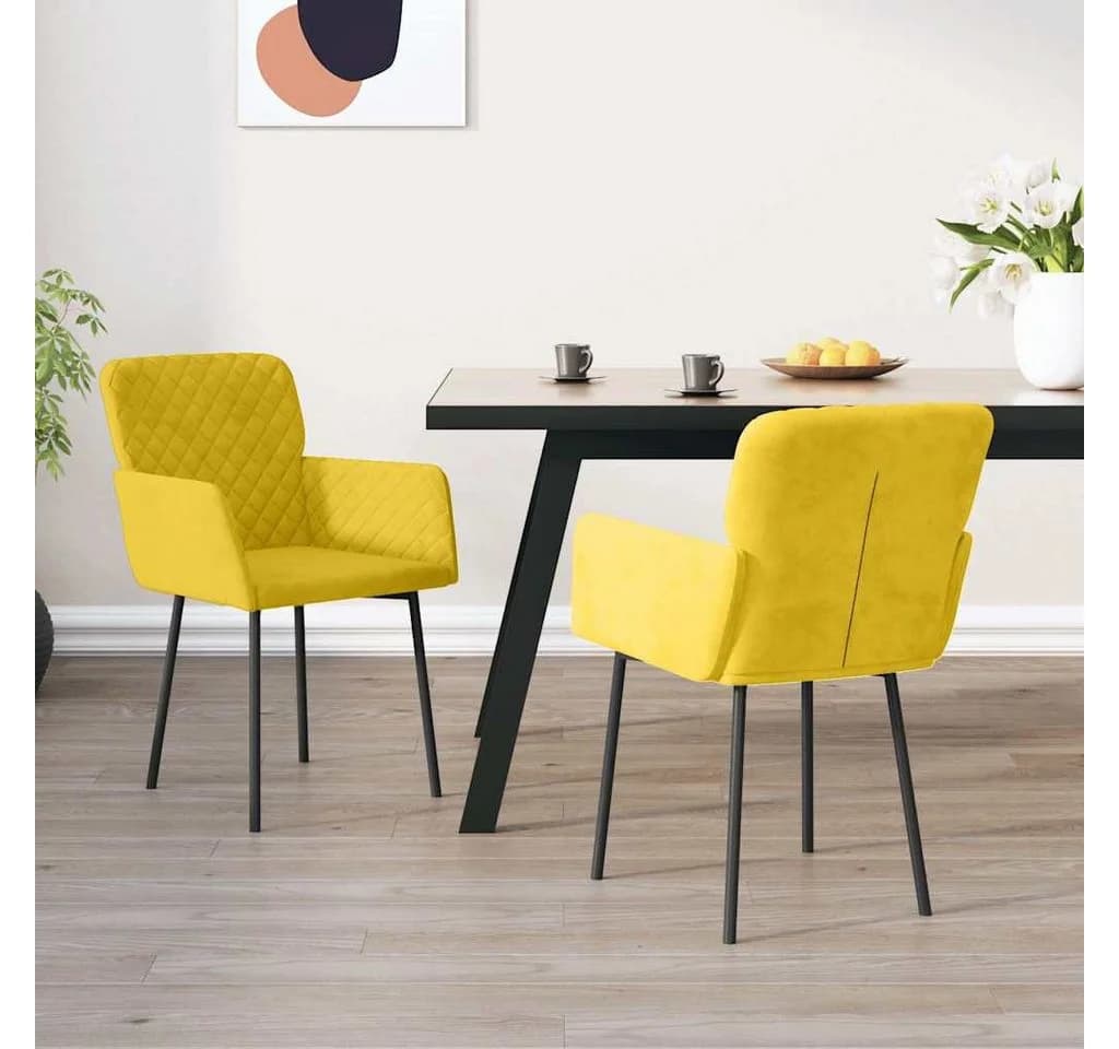 vidaXL Esszimmerstuhl 2er-Set Gelb Samt