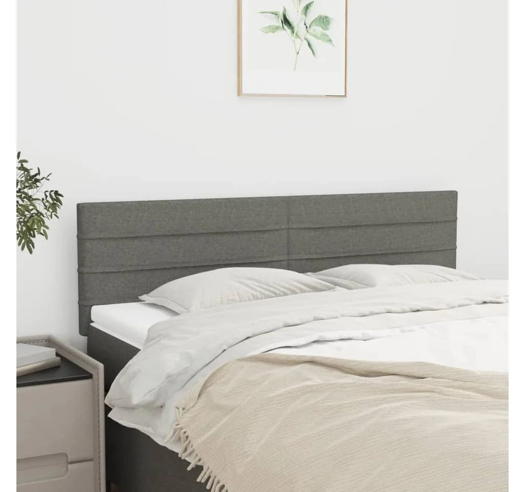 vidaXL Bett Kopfteile 2 Stk. Dunkelgrau Stoff