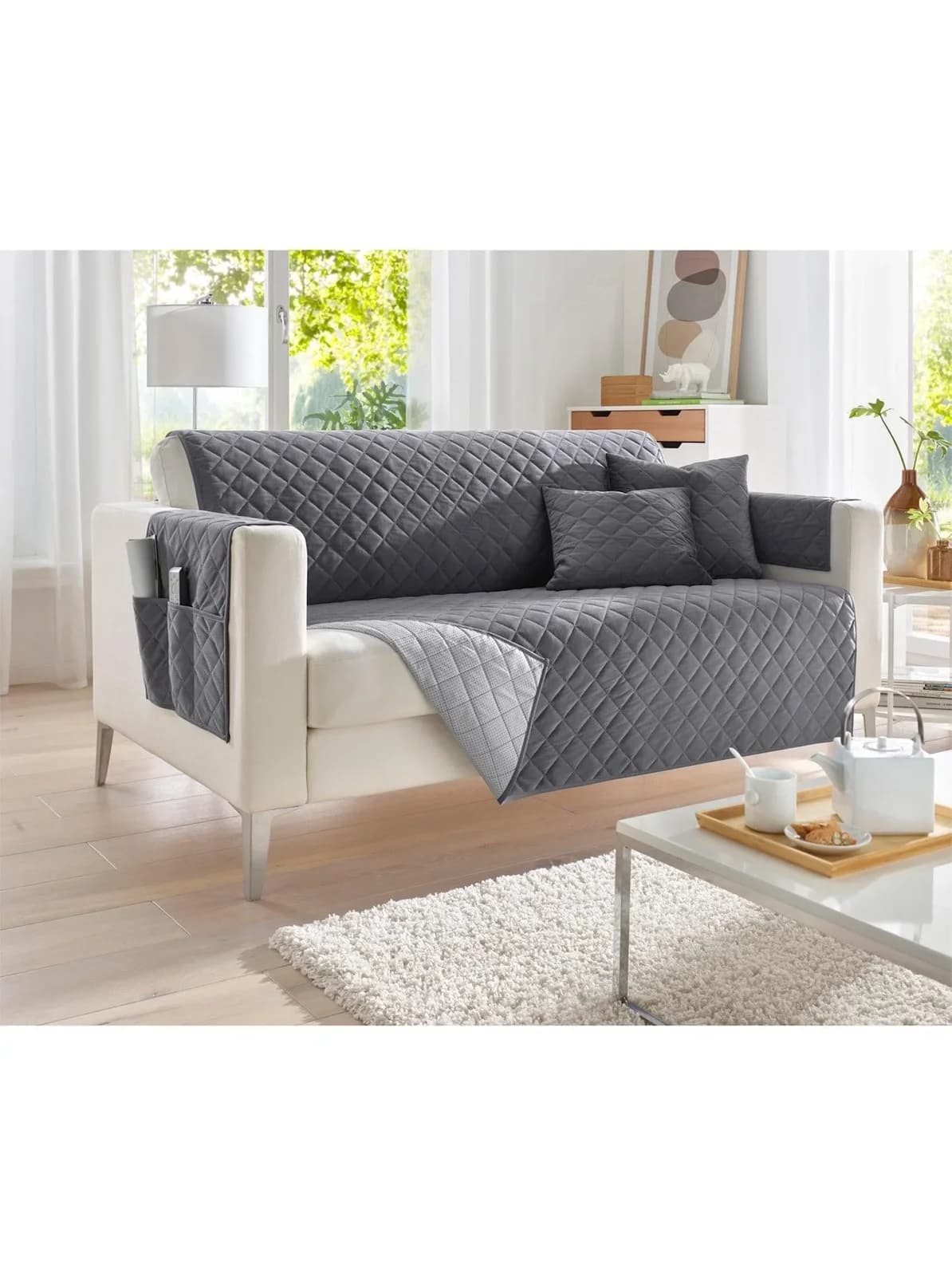 Tagesdecke Gr. 2 Hellgrau 100% Polyester