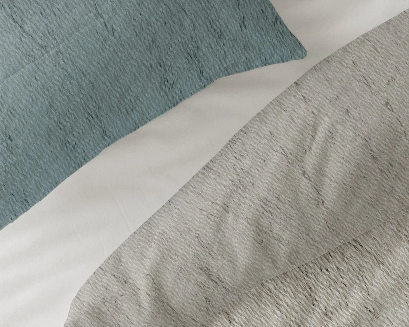 Sitheim® Bettwäsche Gradia Flanell 3-teilig Beige/Blau
