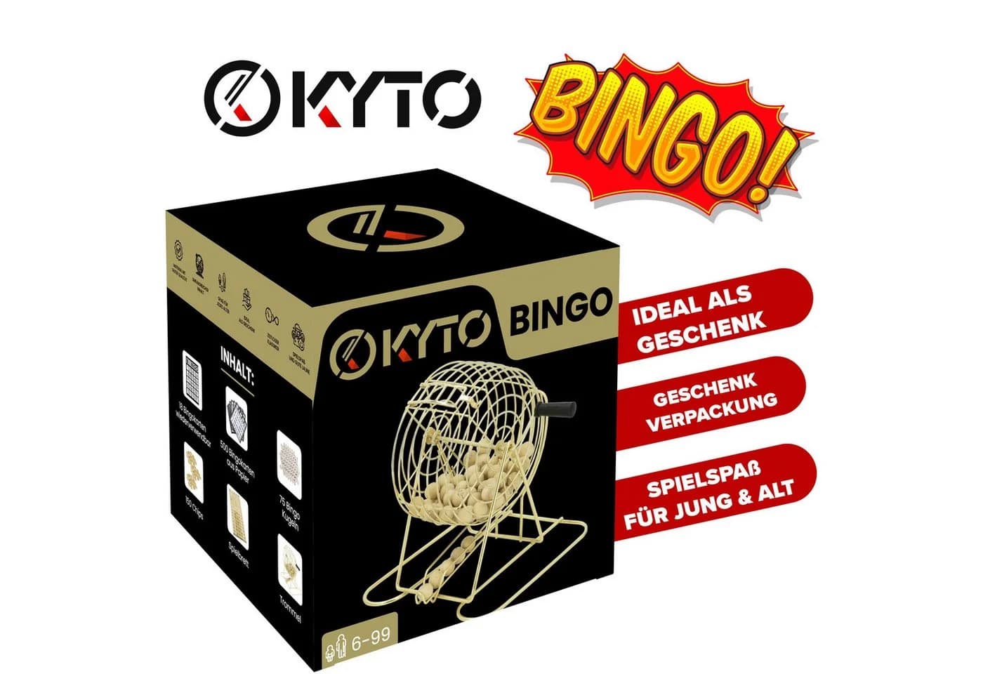 Kyto Bingospiel Deluxe Gold + 500 Bingokarten