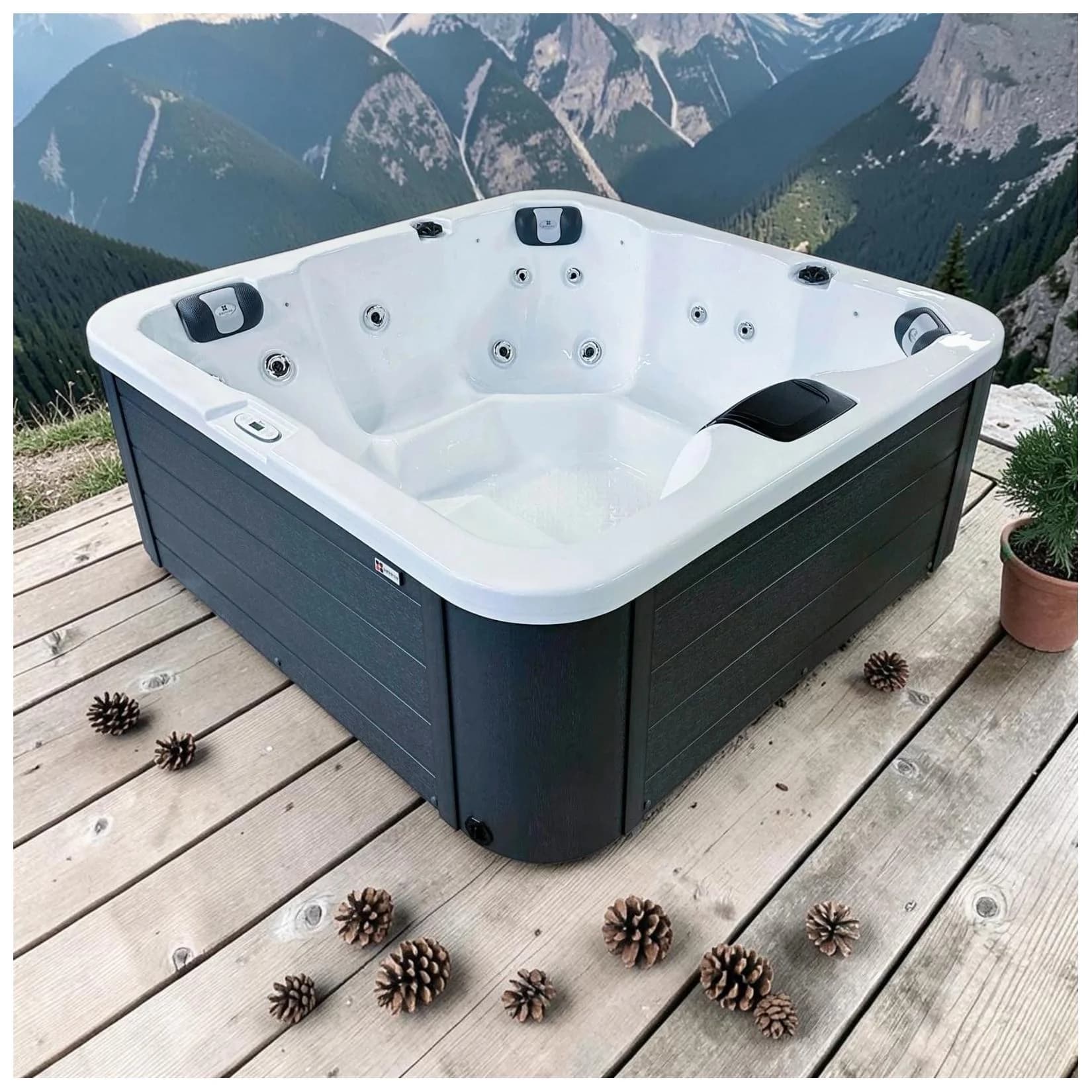 PassionSpa Whirlpool FLAME XL Outdoor-Whirlpool mit 20 Edelstahl-Jets