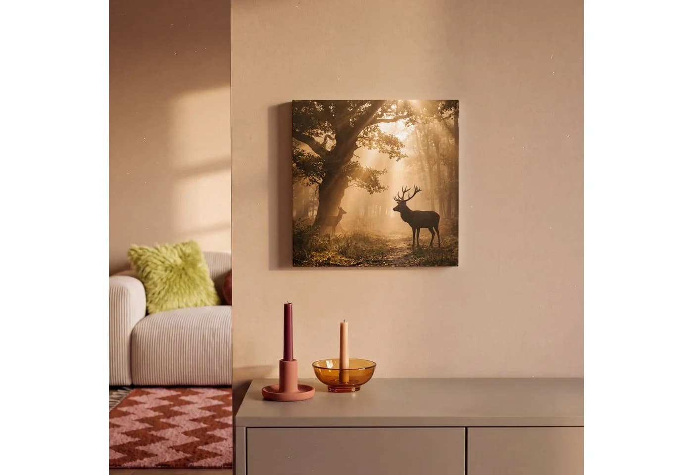 OneMillionCanvasses® Leinwandbild Hirsch Gold 20x20 cm