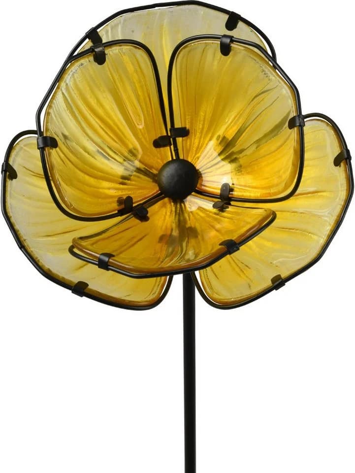 Kaemingk Gartenstecker Blume Glas Gelb 91 cm