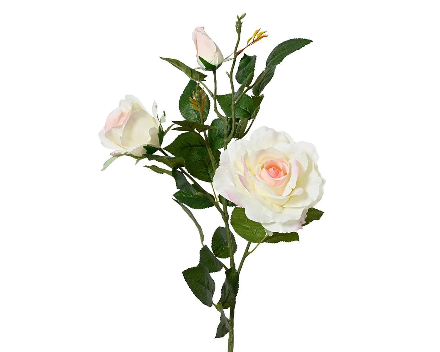 Künstliche Rose 3-köpfig mit Stiel 77cm Weiß