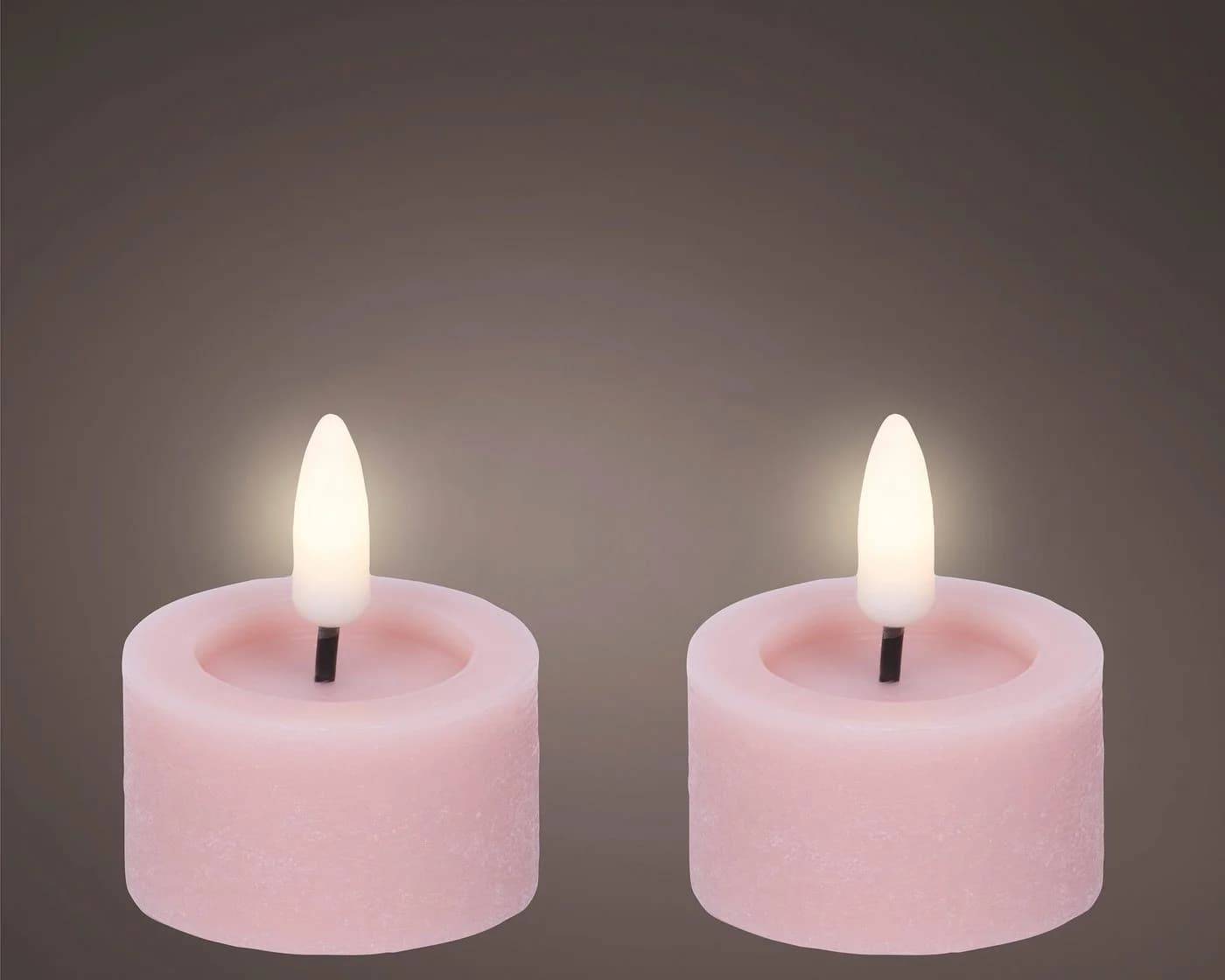 Lumineo LED Teelichter Wachs 2 Stück Rosa mit Timer